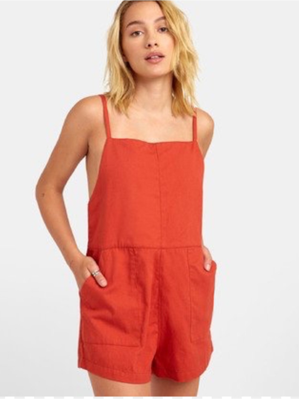 RVCA Red Sleeveless Cotton Romper